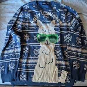 Cute "ugly sweater" with llama for Christmas, Hanukkah